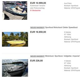 Sportboot mit Kajüte günstig kaufen oder via Auktionen ersteigern