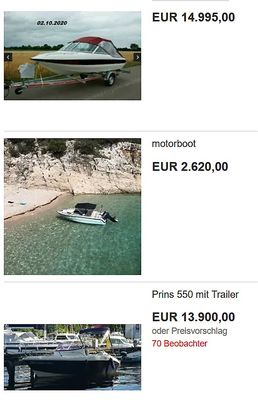 Motorboot mit Außenbordmotor - Sportboote günstig kaufen oder ersteigern