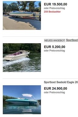 Sportboot mit Trailer günstig kaufen oder via Auktion ersteigern