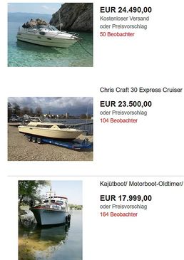 Cruiser Motorboote kaufen oder auf Auktionen ersteigern